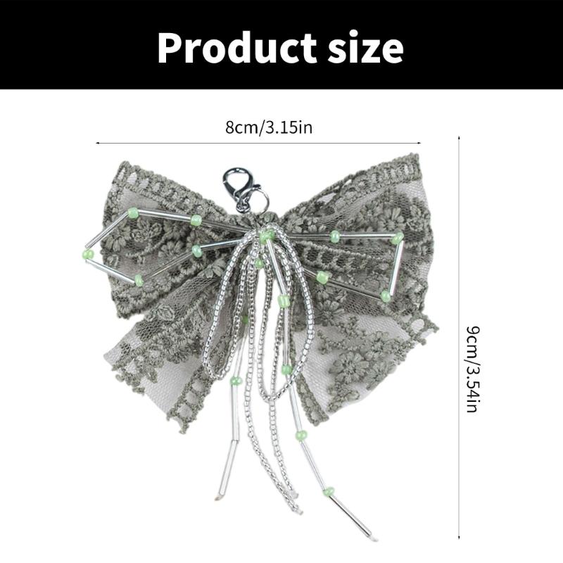 Elegant Lace Embroidered Shoe Clip with Beaded Butterfly Bowknot Handmade Bag Pendant Decorative Buckle for Footwear