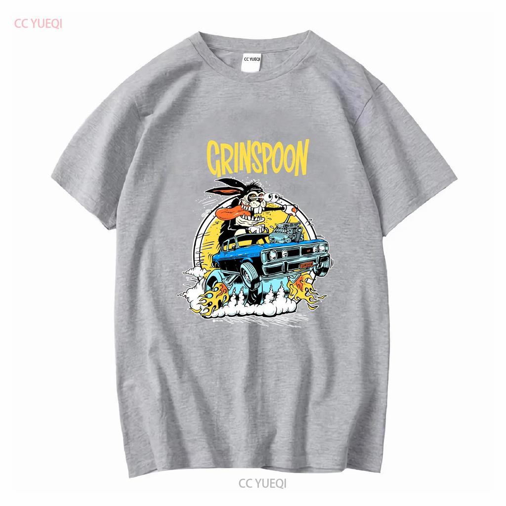 Grinspoon T Shirt Medium long sleeves vintage Washed Soft Comfortable homme graphic fashion Top For Everyday Wear Slightly