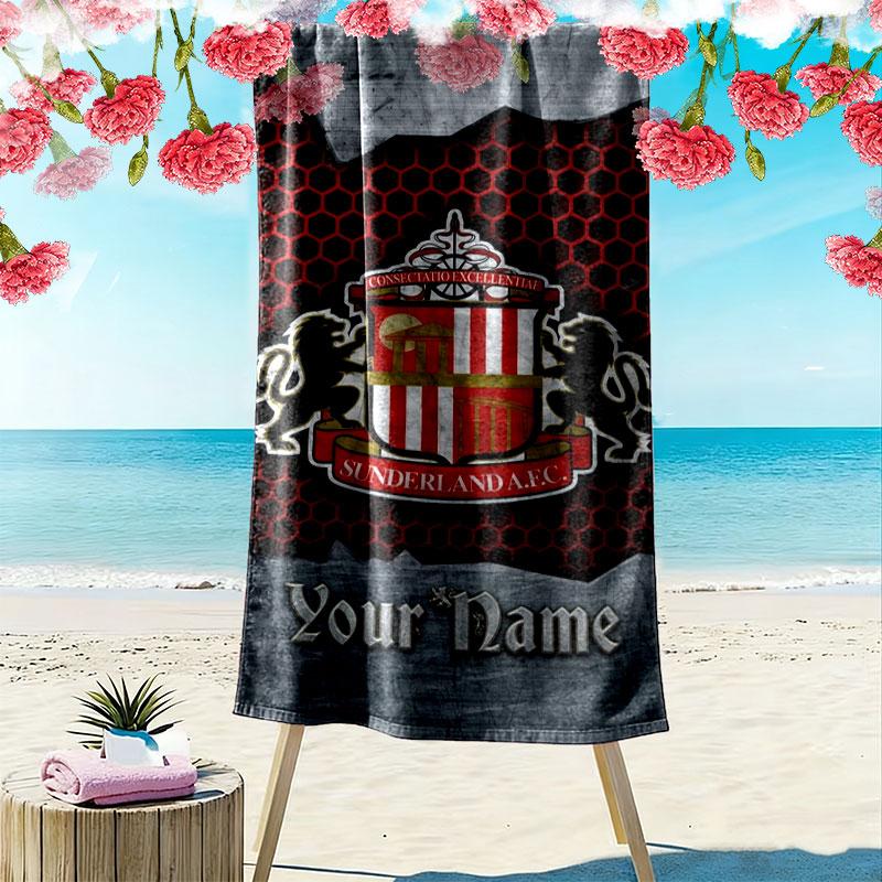 Sunderland A.F Custom Name Print Beach Towel, Large Soft Quick Dry Towel for Beach Camping Swimming