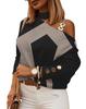 Women Long Sleeve Chain Halter Neck Printed Tops Autumn Winter Button Decorated Fashion