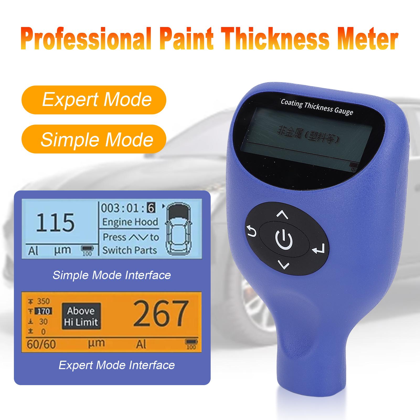 

Paint Thickness Meter, Coating Thickness Tester for Cars, Automotive Paint Detector with Backlight LCD Screen, Portable