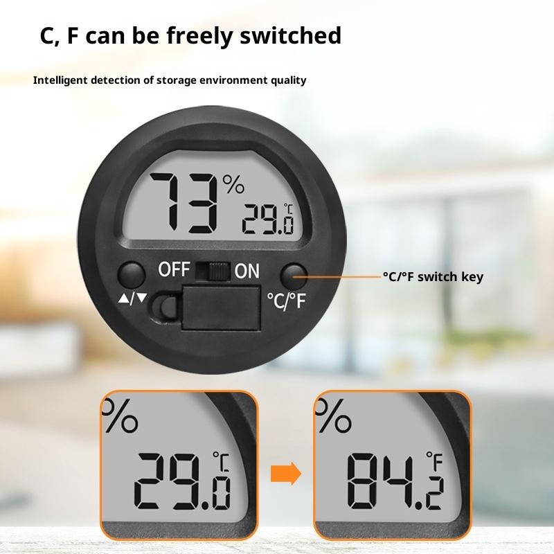 Round Mini Embedded Digital Thermometer Hygrometer Reptile Pet Enclosure Temperature Humidity Monitor