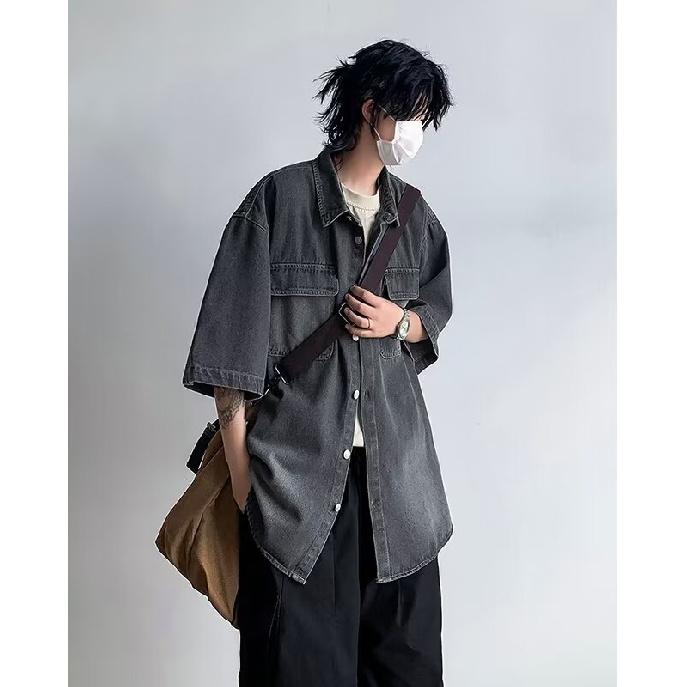 Summer Clothing Men'S Retro Casual Shirt Student Loose Niche Design Fun New Men'S Top For Outdoor Wear