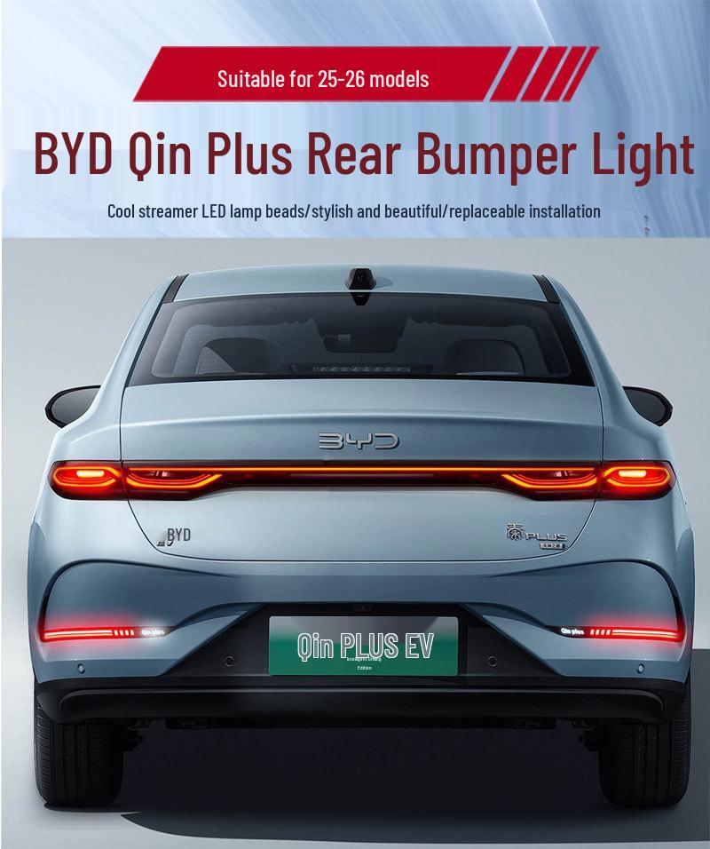 BYD Qin Plus LED Rear Bumper Brake Lights - Compatible with 25 Models, Custom Fit.