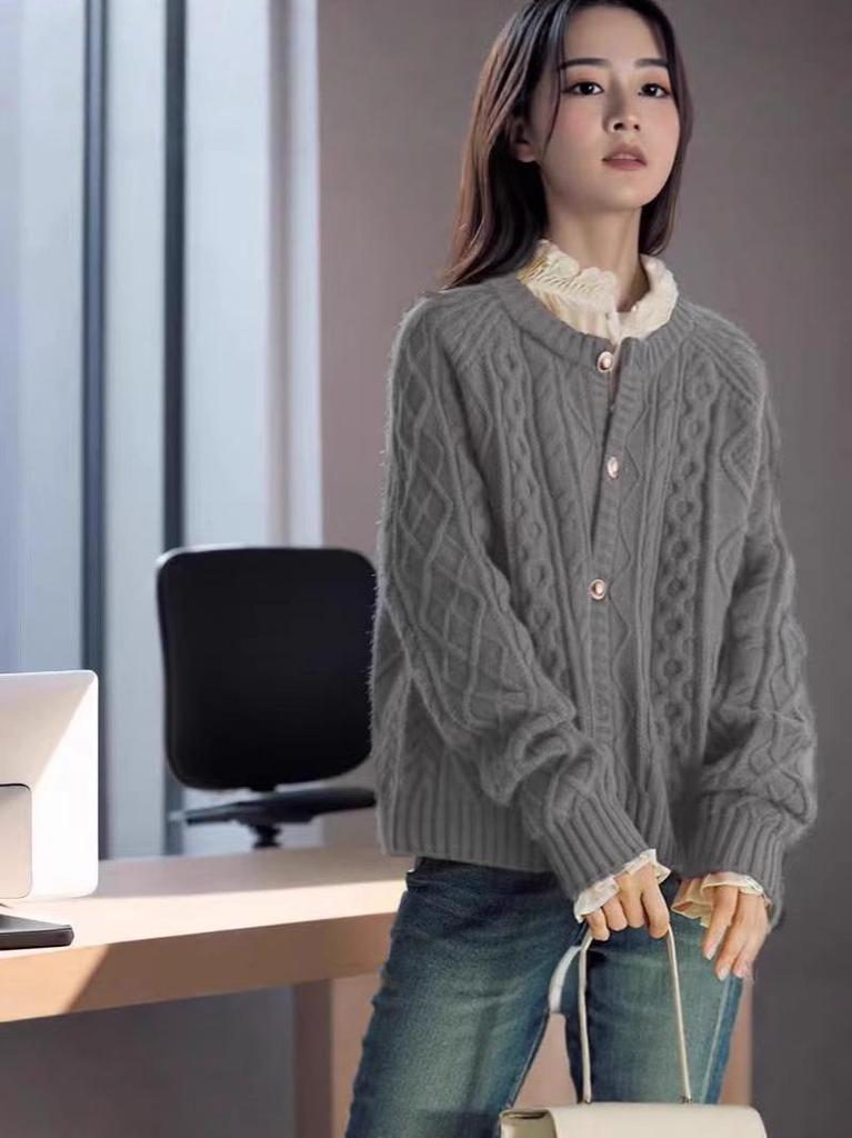 Women's Retro Loose Knit Cardigan Coat - Autumn/Winter 2025 Collection