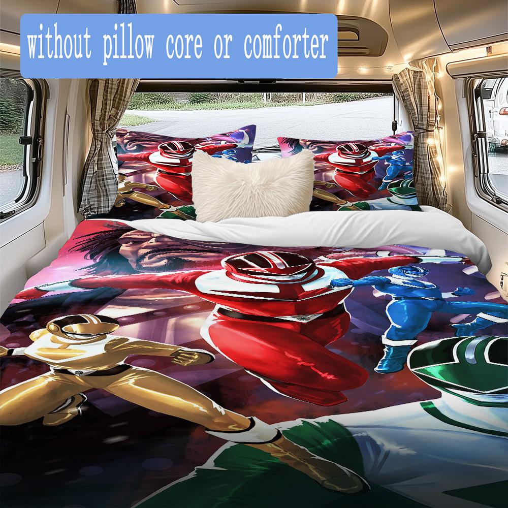 Power Rangers Pattern Bedding,Quilt Set Quilt Cover Pillowcase Home Birthday Gift (1*duvet cover+2*pillowcase,without core)XSJT0917275