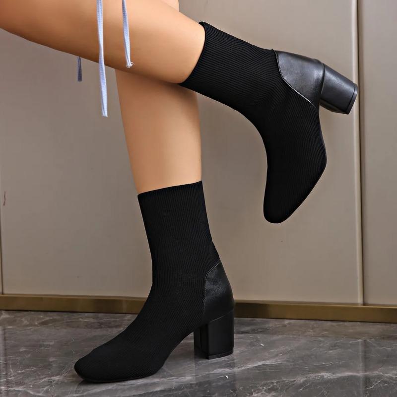 Fashion Fashion New Round Toe Sexy Cloth Mid-tube Boots for Winter Comfortable Elegant Large Size Walking Boots for Women