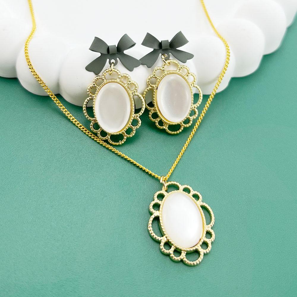 

SOANLINO Персонализированный модный комплект из серег с овальными камнями и бантом