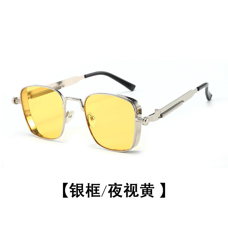 Retro Steampunk Sunglasses Men Metal Frames Spring  Punk Glasses UV400 Fashion Street Eyewear