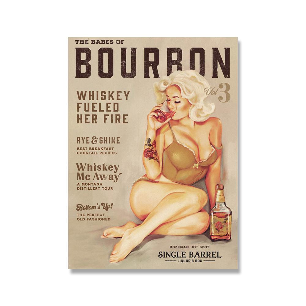 

Винтажный рекламный постер с виски и принты для бара, сексуальный ретро Pinup Girl, настенная художественная картина, картина на холсте, украшение для кухни, ванной комнаты 30x40cm No Framed