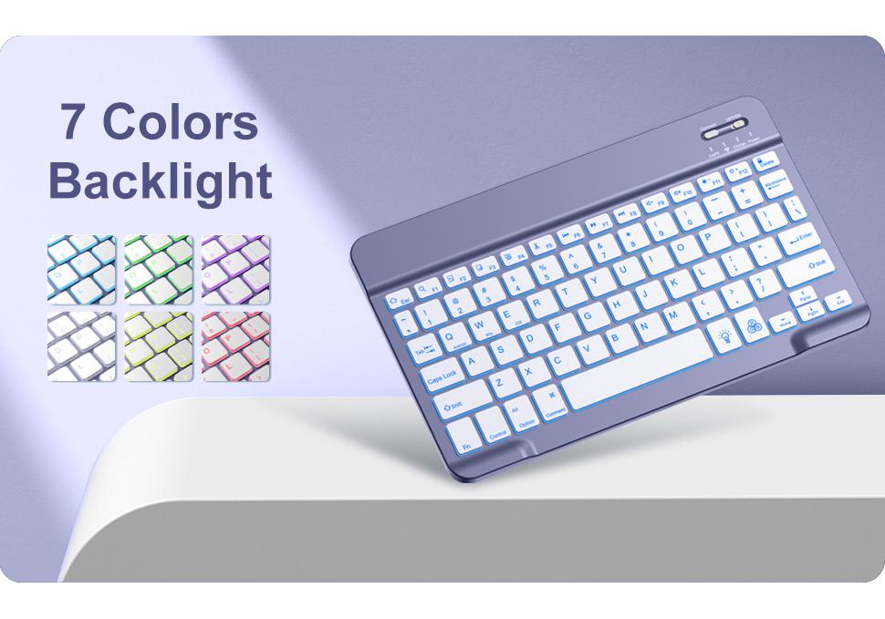 iPad Keyboard Case 10.9" for 11th Gen with 7-Color Backlight, Magnetic Attach, Pen Slot, Detachable, Fits Air & 9th Gen Tablets