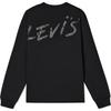 Levis Logo Print Ribbed Crew Neck Simple Loose Long Sleeve Sweatshirt Men Sweatshirt Black 002HJ-0001