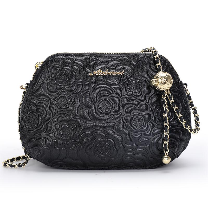 

Aidrani Модная женская сумка через плечо с цветочным узором, высококачественная черная сумка-цепочка из коровьей кожи чёрный
