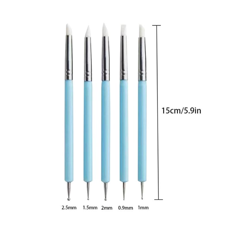 Modeling Dotting Tool Pottery Embossing Tool for Pottery Crafts DIY Crafts Nail Tool 5Pcs Silicone Clay Sculpting Tool