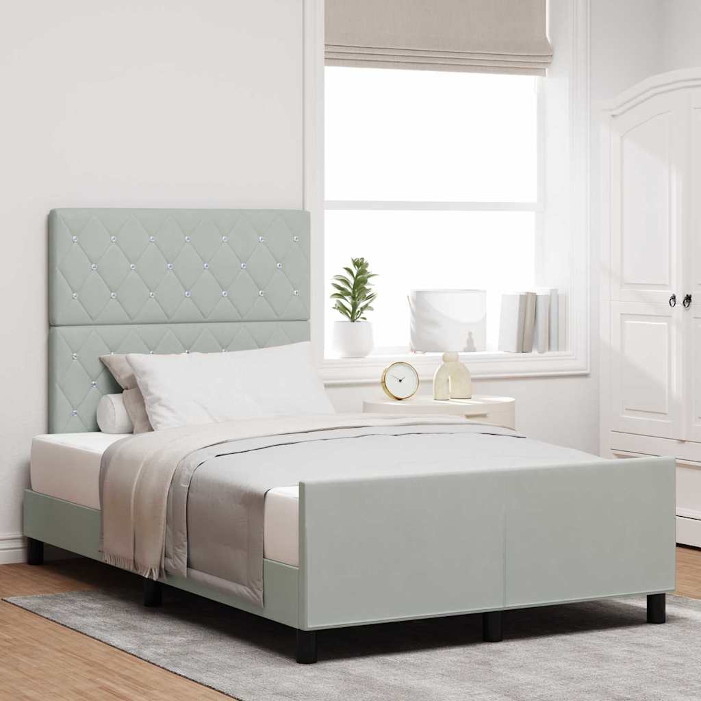Box Spring Bed with Headboard Light Grey 120 x 200 cm Velvet