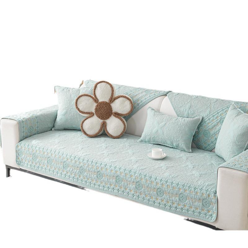 Cotton Sofa Cushion Four Seasons Universal Non-Slip Leather Sofa Cover French Retro Cotton Embroidered Sofa Cover Towel Fabric Craft