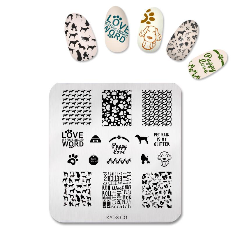 kads Roztomilé psí stopy Design nail art Razítko šablona Krása DIY Dekorační nástroje