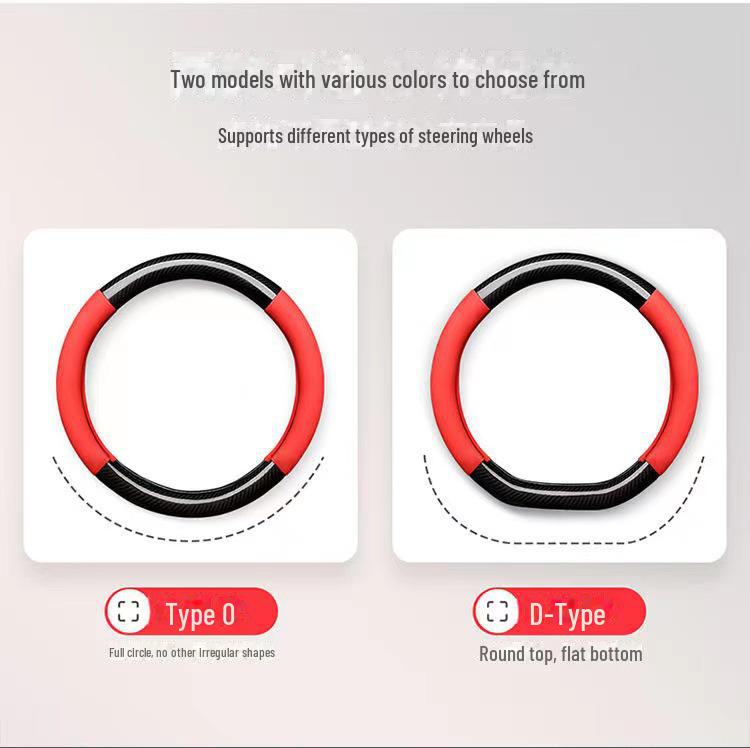 Universal Carbon Fiber Leather Steering Wheel Cover - Breathable, Non-Slip, Sweat-Absorbent, Four Seasons Use