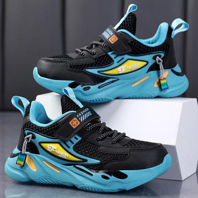 Scarpe sportive estive per bambini, superficie a rete cava, traspiranti, adesivi magici, scarpe sportive per ragazzi, scarpe per ragazze