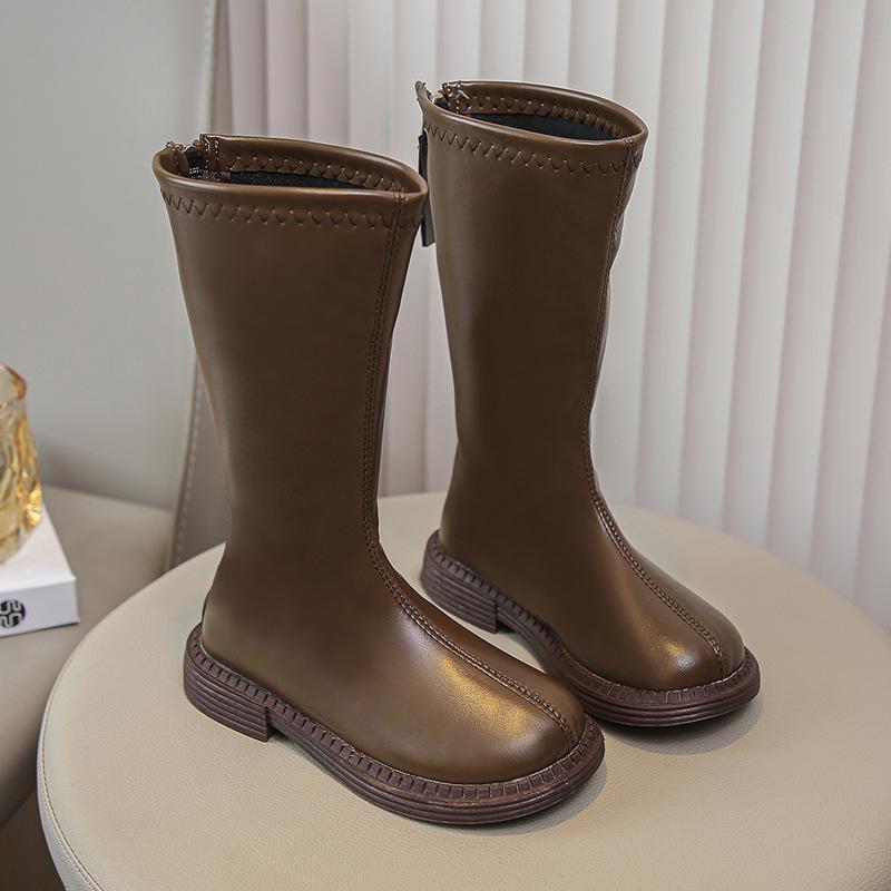 Podzimní a zimní nová korejská verze módních dívčích dlouhých kozaček trendy protiskluzové princeznovské kozačky s měkkou podrážkou střední a starší dětské vysoké kozačky