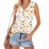 Dámský módní ležérní letní top bez rukávů s výstřihem do V a květinovým potiskem