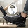 Fashion Leather Safety Shoes Men Work Steel Toe Caps Male Indestructible Work Boots Protective Shoes Puncture-proof Shoes
