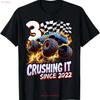 Birthday Monster Truck 3 Year Old Boys 3rd Party Born 2022 T Shirt For Dad Vintage Washed Homme Stylish Streetwear Unisex
