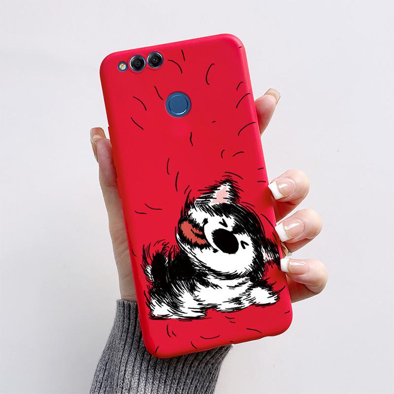 For Honor 7X Case Matte Cover Honor7X 7 X Soft Silicone Cute Cat Cartoon Case For Huawei Honor 7X BND-L21 BND-L22 BND-L24 Coque