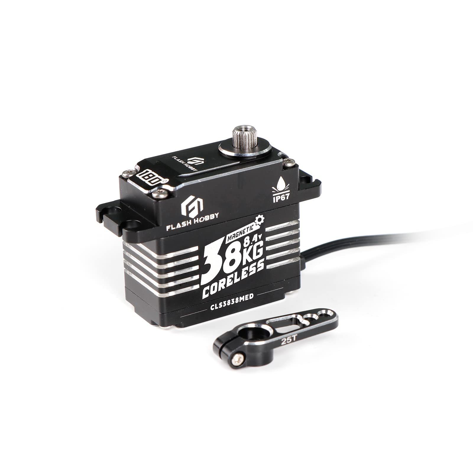 

FLASH HOBBY 38КГ Безколекторний сервопривід Високий крутний момент Повністю металевий сервопривід IP67 Водонепроникний з магнітною підтримкою для Sanwa Futaba Масштабний RC вантажівка Робот Запчастини 8.4В