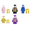 3 Pcs/Set Children Kindergarten Graduation Uniform with Tassel Hat And Shawl V Neck Calf Length Long Sleeve Zipper Closure Elementary Graduation Robe