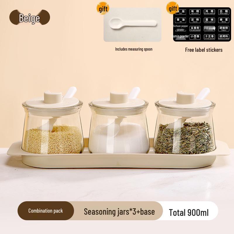 Elegant Glass Spice Jar Set with Lids - Sealed Kitchen Storage for Seasoning