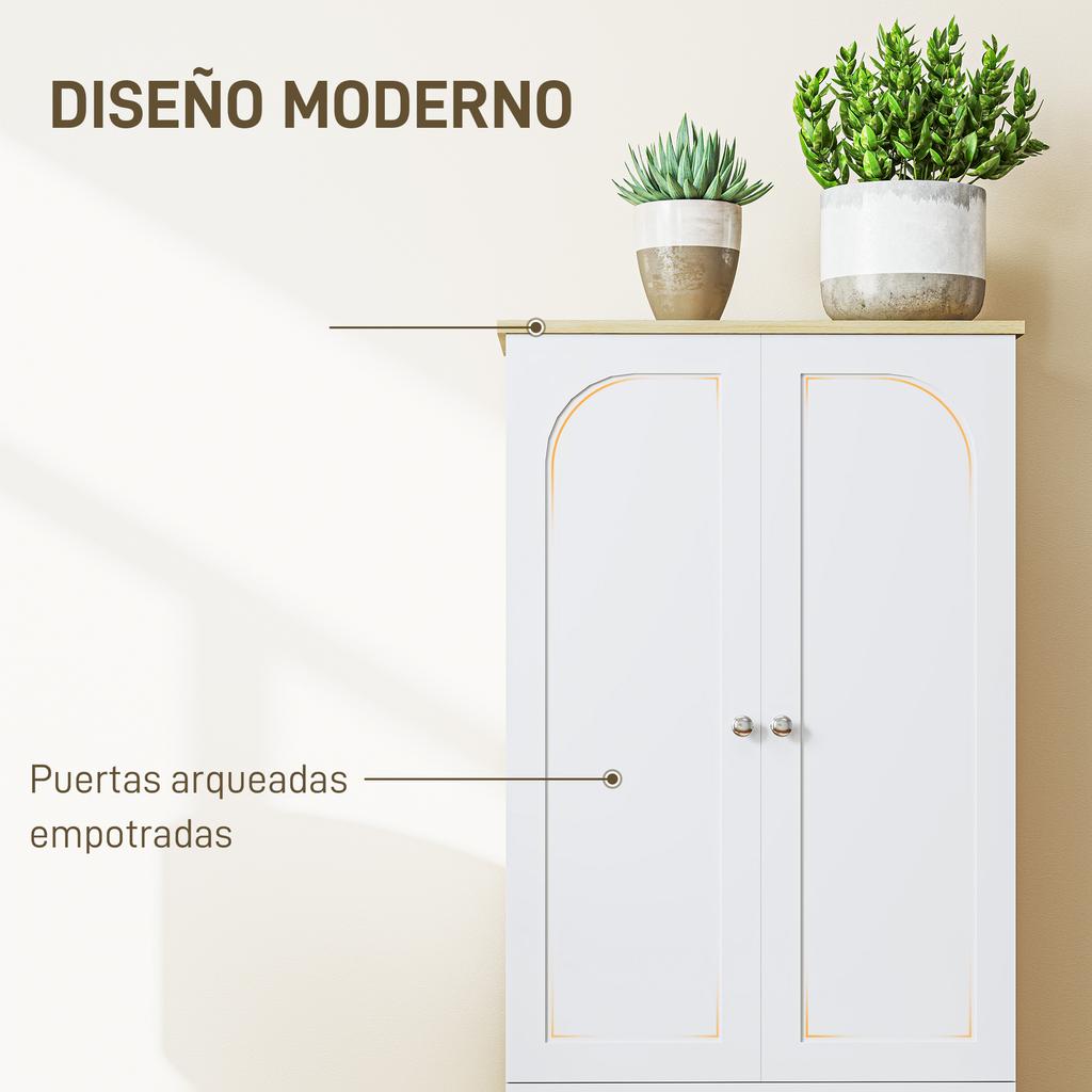 Kitchen Cupboard Kitchen Auxiliary Cabinet with 4 Doors and Adjustable Shelves for Dining Room Living Room 60x30x183 Cm White