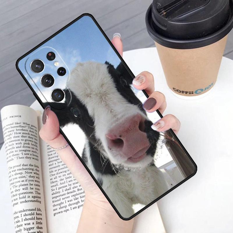 Funny Cow Face phone case Cover For Samsung Galaxy S24 S25 Ultra S21 S22 Ultra S10E Note 10 Plus Note 20 FE S23