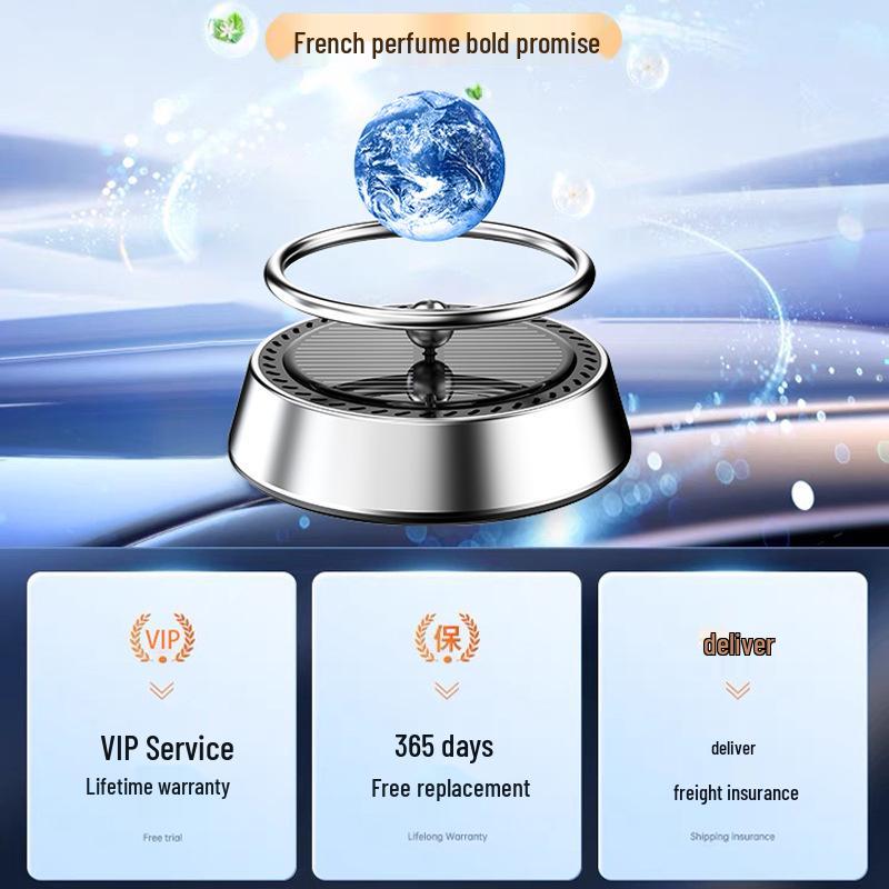 Solar-Powered Aromatherapy Car Ornament: Rotating Mars & Earth Scents with Light Activation