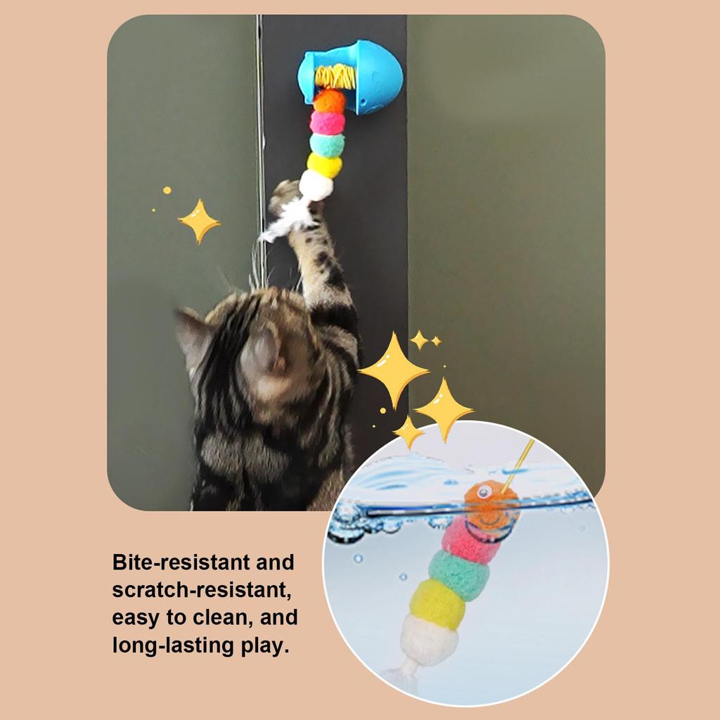 Cat Toy Rope Animals Electric Teaser With Sound Auto-Retract Rope Smart Toy For Kitten For Bedroom Study Room Cabinet Wall Door