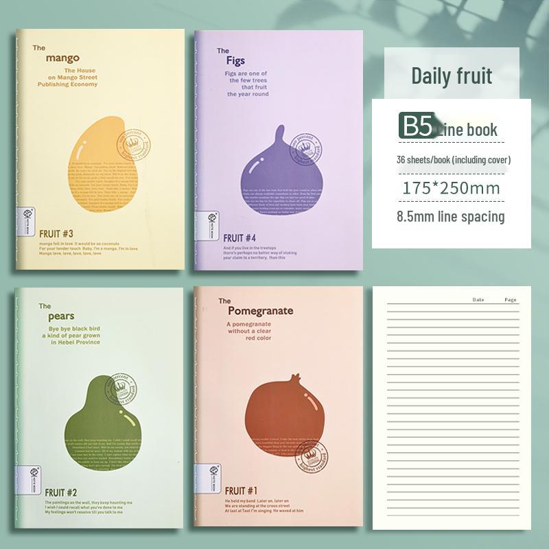 B5 Stitched A5 Cream Notebook with Thick Horizontal Lines for Students