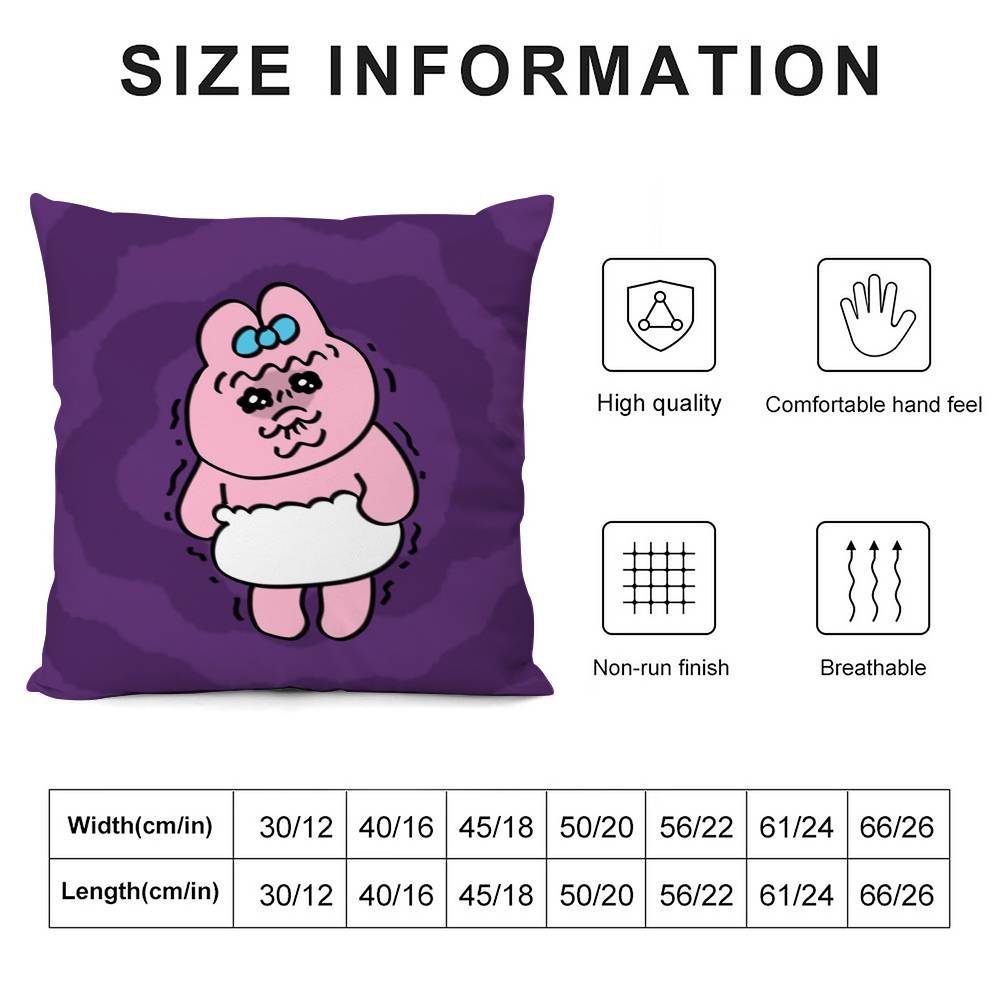 Kawaii O-Opanchu Usag Pillow Case Sofa Living Room Bedroom Double-Sided Printing Square Cushion Nap Time Pillow Case