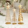 Gold Wire Pentagram Star Vintage Christmas Tree Creative Artificial Christmas Tree Desktop Decoration Statues Props Party Decor