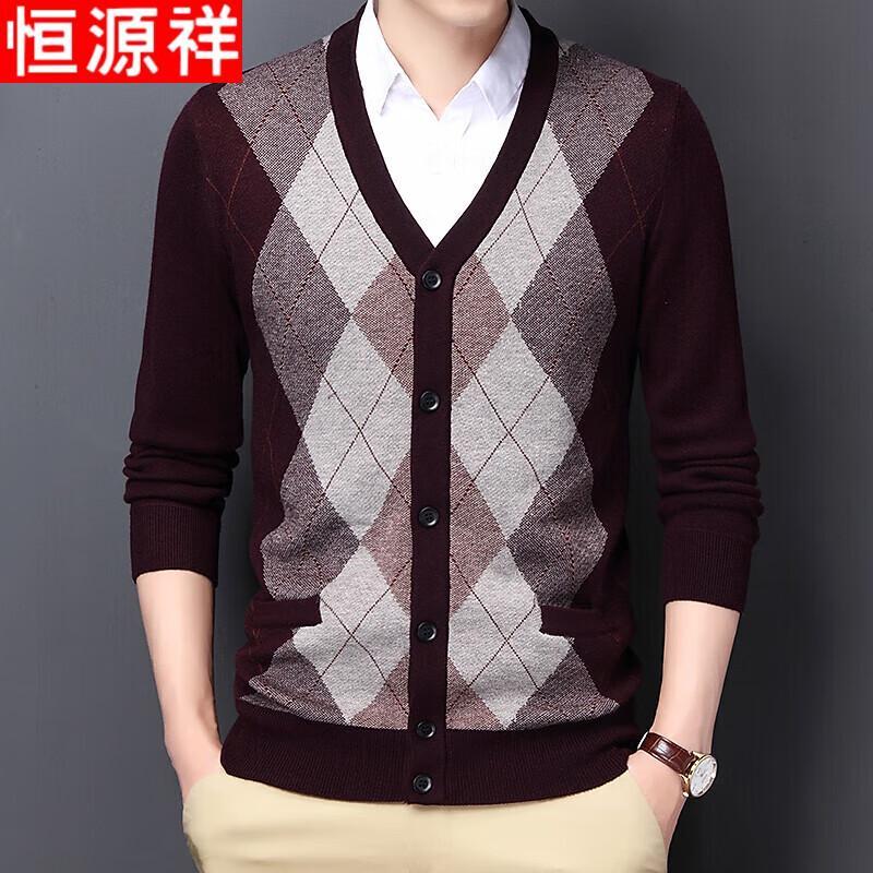 

Hengyuanxiang Men s Thin Wool Blend V-Neck Cardigan XL