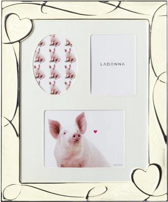 LADONNA Living Photo Frame, White, 6-cut, 3-window, NP08-06-WH