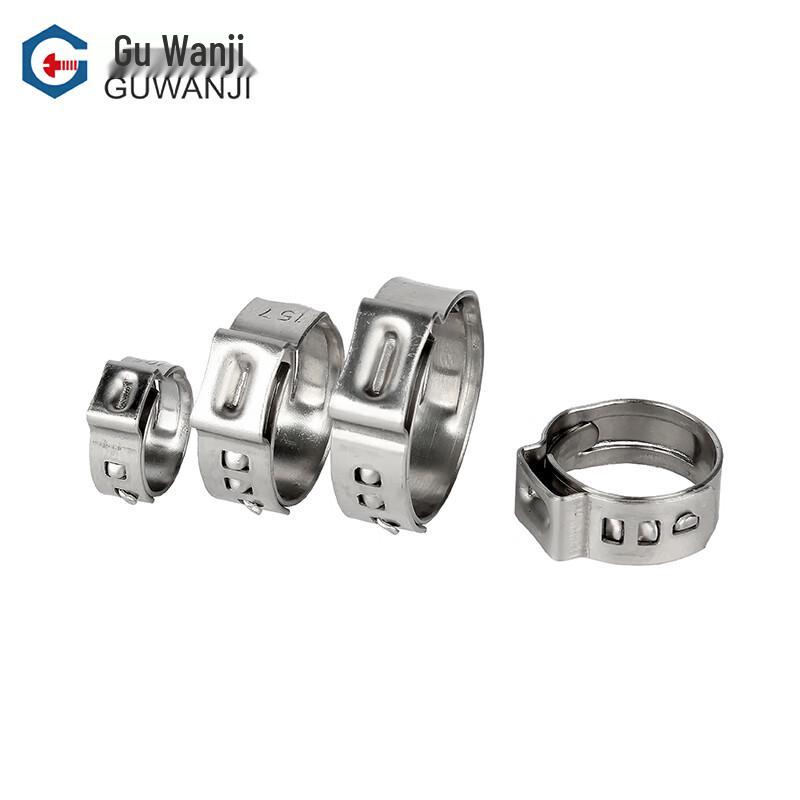 GUWANJI 304 Stainless Steel Single Ear Stepless Hose Clamp M14.6x17.8