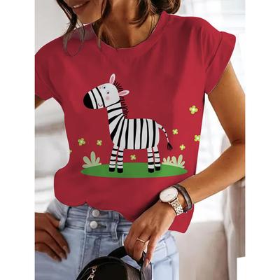 2024 Summer New O-Neck 3d Cartoon Printed T Shirt Lightweight And Thin Women's Tees Fashion Short Sleeve Tops Female Clothing