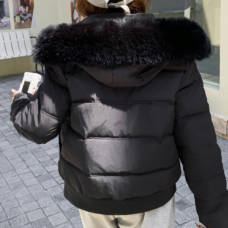 Fashion Winter Coat Female Short Parkas Hooded Faux Fur Collar Casual Loose Thick Warm Women's Jackets