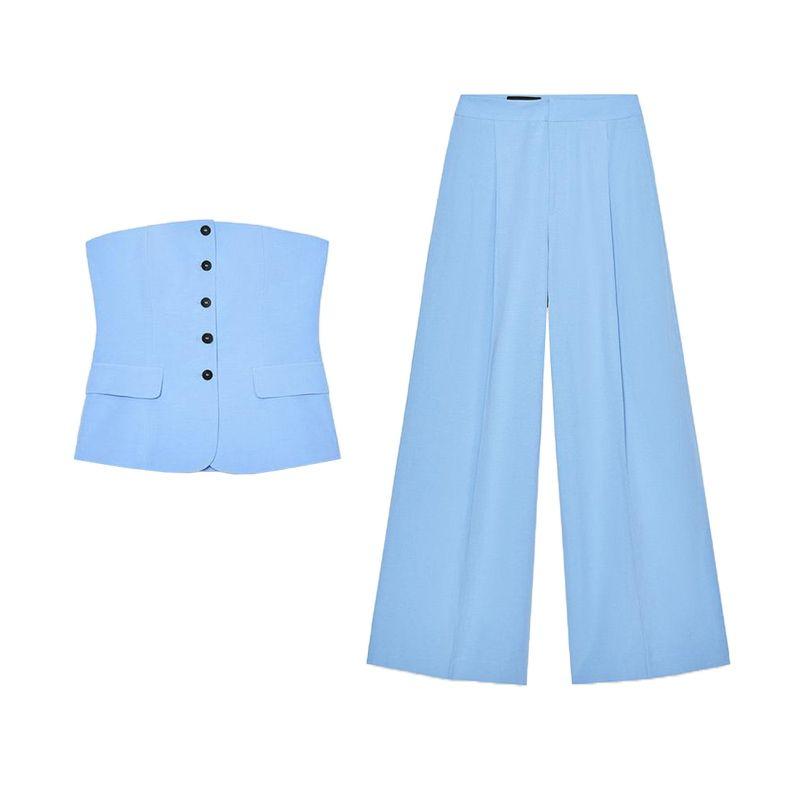 Tube Top Vest-Style off-the-Shoulder Vest 2010783 5063730 Mid-Waist Pleated Pants 3152433 1255434