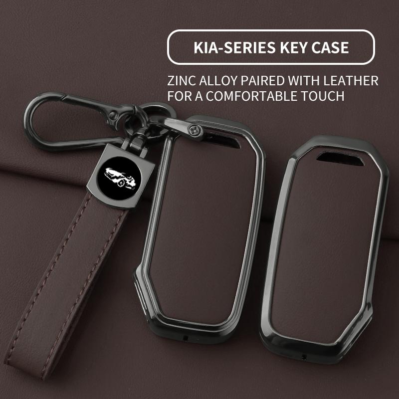 Alloy Leather Car Key Case Cover For Kia  Sportage  Niro Hybrid  Sorento Mq4  Ev6 Gt-Line K8 V6 Protect Accessor