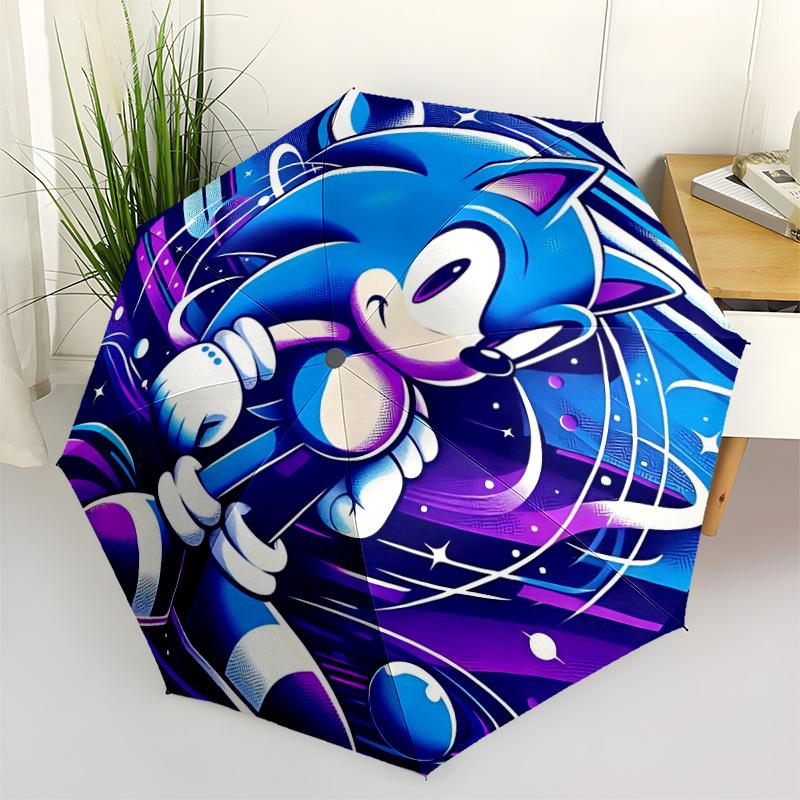 1PC Sonic the Hedgehog, Sonic Artwork Automatic Open/Close, 8-Rib Durable Frame Compact Travel Umbrella for Men & Women S1222076