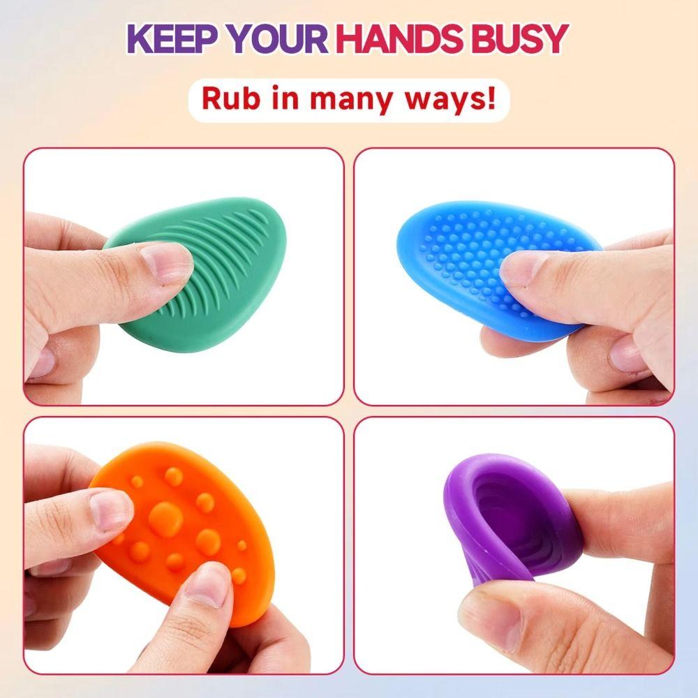 6pcs/set Silicone Soft Worry Stone Fidget Toy Relaxing Textured Worry Rocks  School
