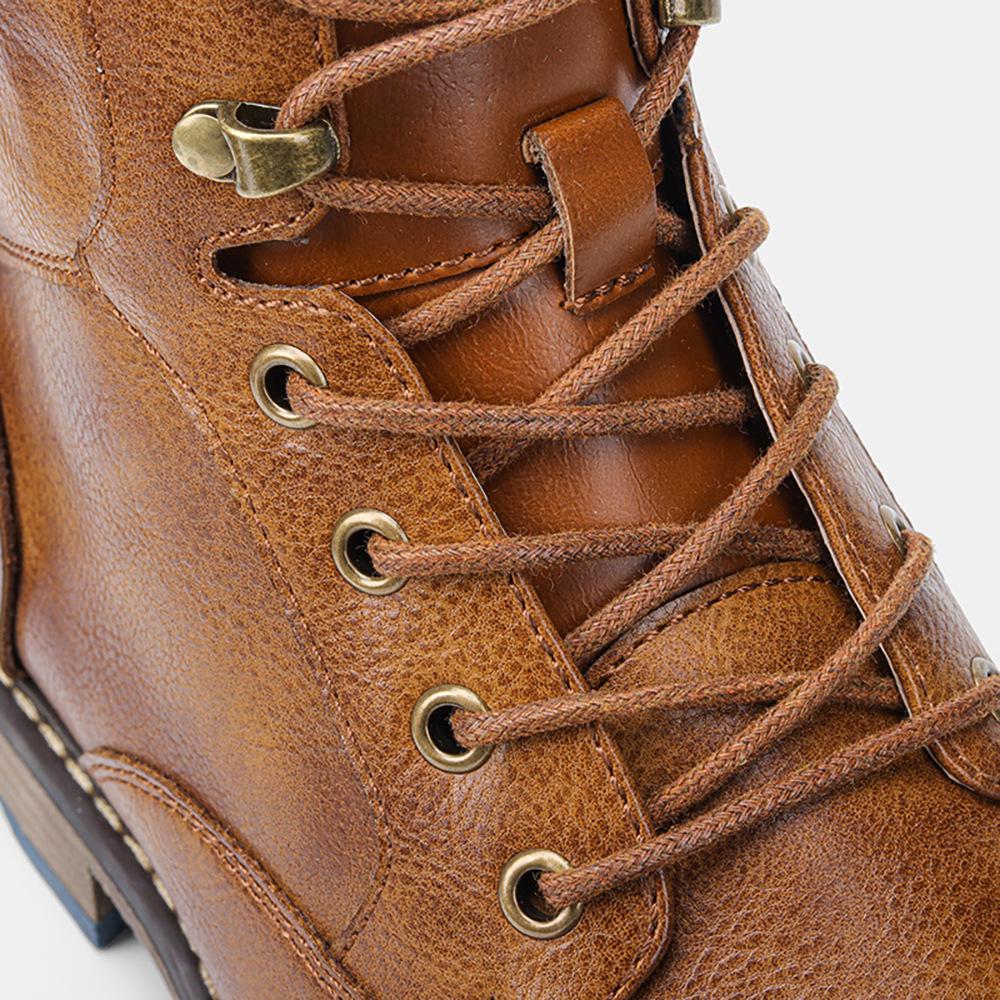 Plus Size Men's High-Top Leather Workwear Ankle Boots - US Size Fashion Martin Boots