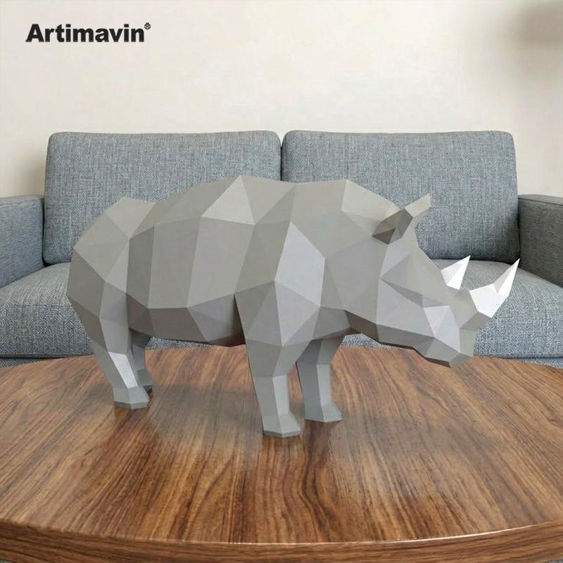 Набор для создания 3D-модели носорога из бумаги для декора дома или офиса