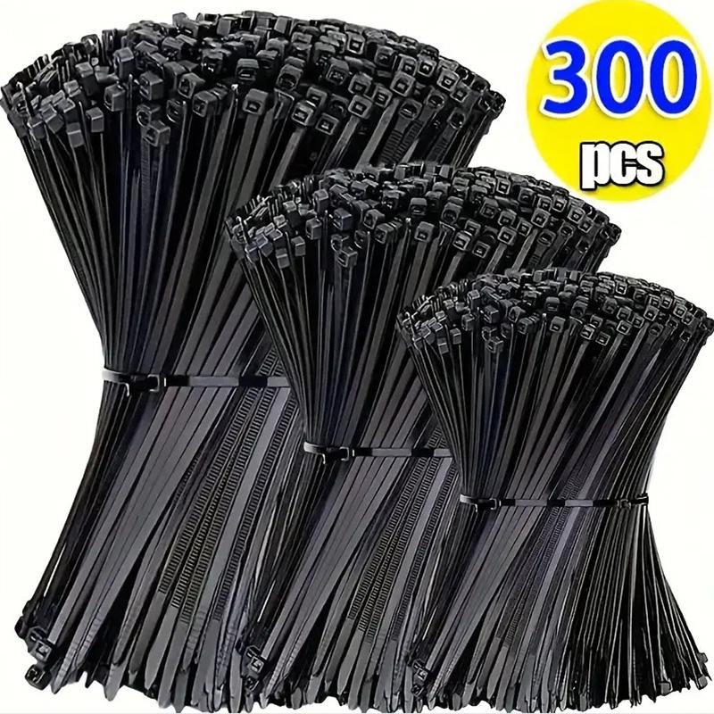 100pcs/bag Self-Locking Cable Ties Black Wire Cable Zip Ties Fasten Cable Organiser High Tensile Strength for Home & Office